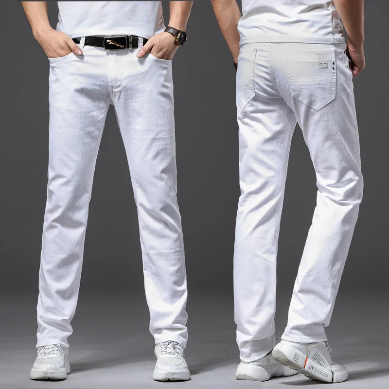 Witte Stretch Denim Broek – Stijl en Bewegingsvrijheid