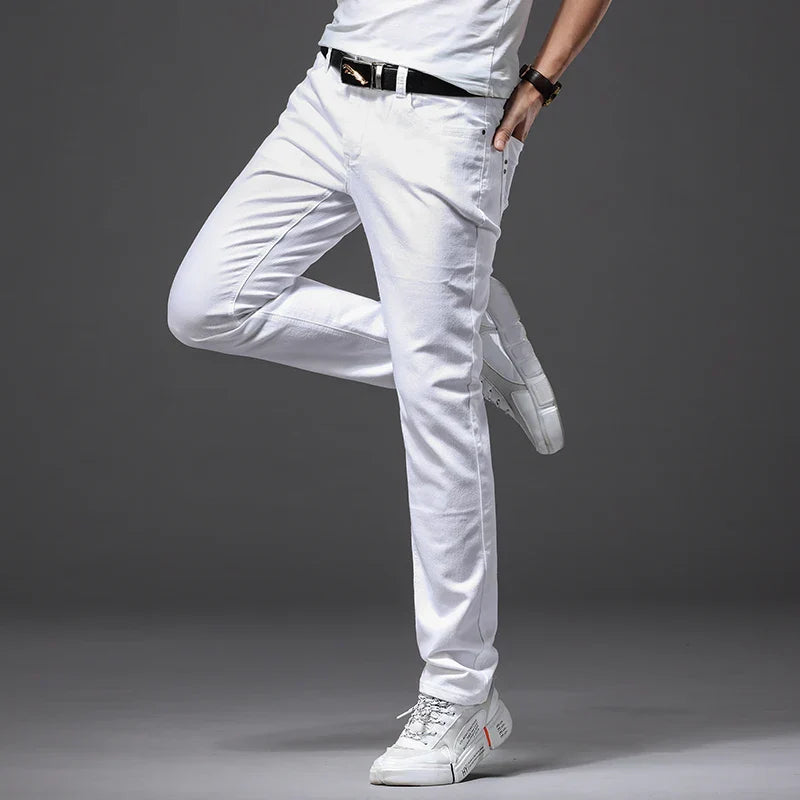Witte Stretch Denim Broek – Stijl en Bewegingsvrijheid