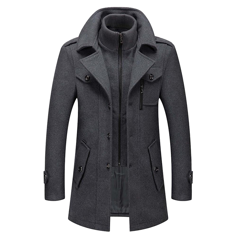 Heren Winterjas Lang | Met Colkraag en Knoopsluiting