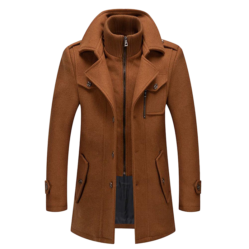 Heren Winterjas Lang | Met Colkraag en Knoopsluiting