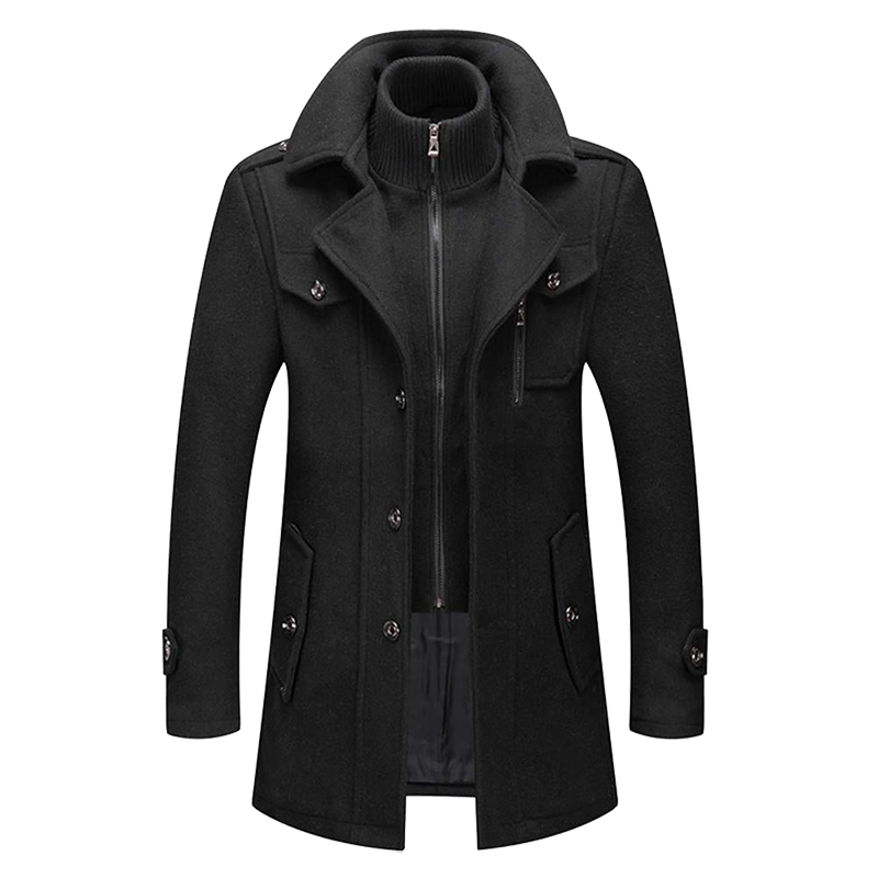 Heren Winterjas Lang | Met Colkraag en Knoopsluiting