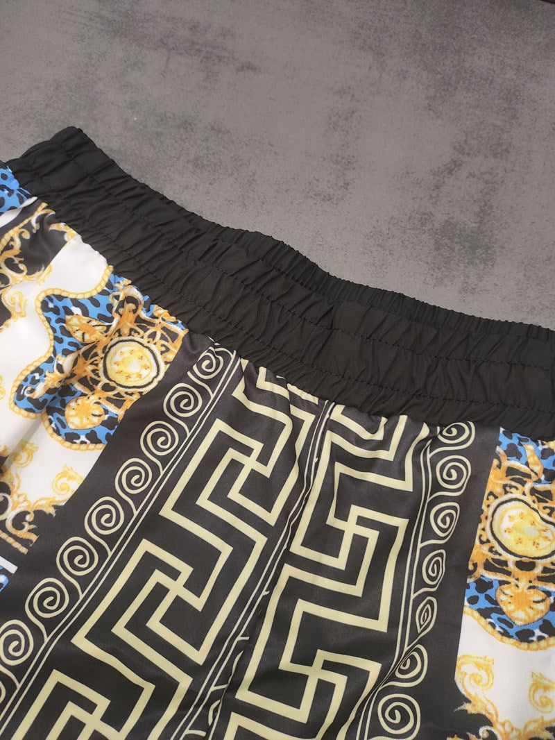 Heren Zomerset – Luxe Twee-Delige Set met Print, Korte Mouwen en Shorts