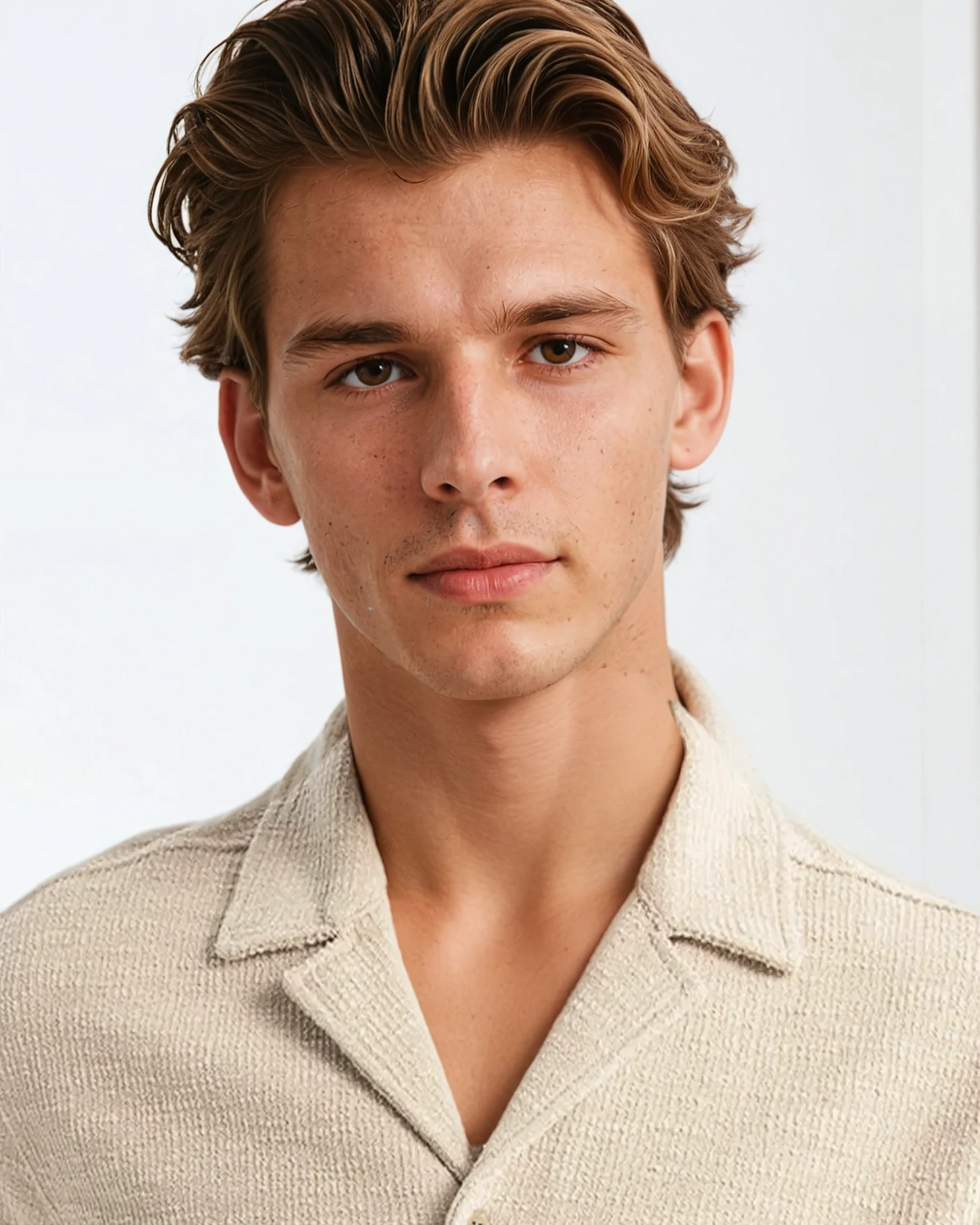 Heren Zomerset van Wafelstof – Luchtig Shirt en Korte Broek in Beige T-E