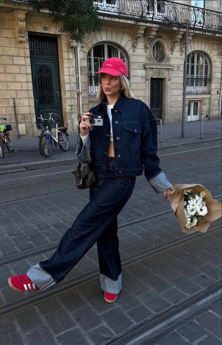 Voorjaar dames denim set – Comfortabele en stijlvolle jeans met cropped spijkerjack