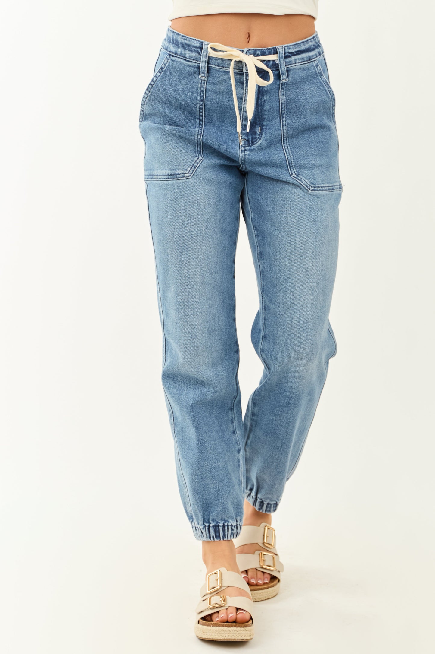 Noelle Blauwe Jeans Dames | Jogger met Trekkoord