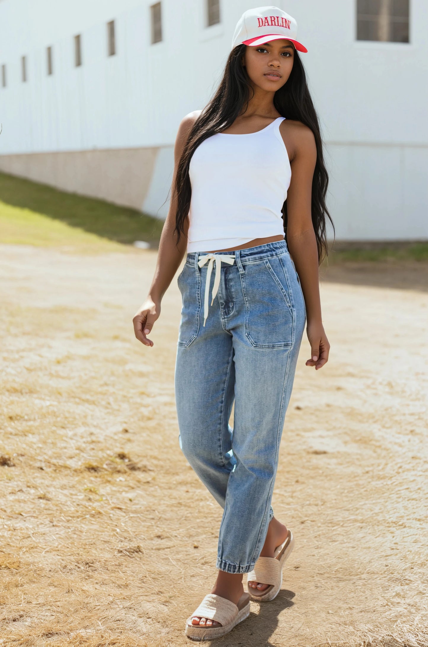 Noelle Blauwe Jeans Dames | Jogger met Trekkoord