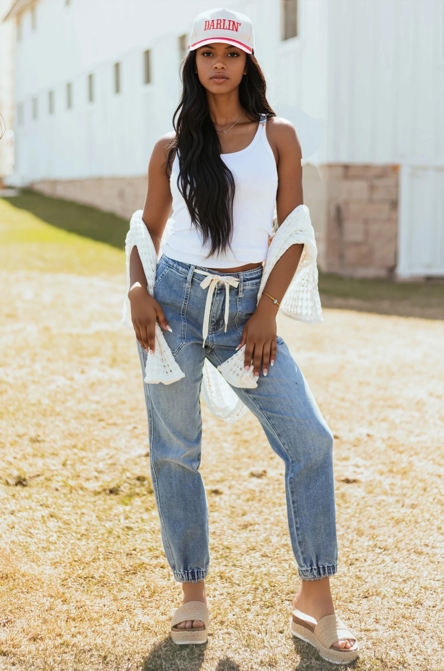 Noelle Blauwe Jeans Dames | Jogger met Trekkoord