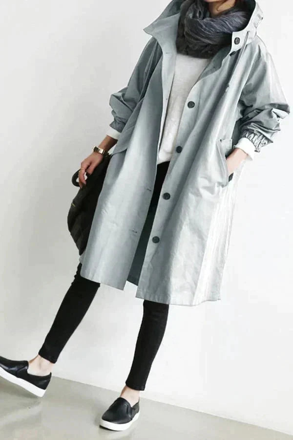 Lange Jas Dames | Capuchon & Knoopsluiting