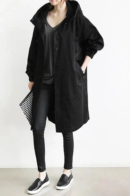 Lange Jas Dames | Capuchon & Knoopsluiting