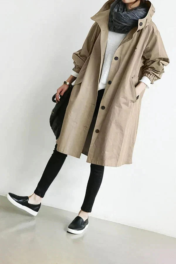 Lange Jas Dames | Capuchon & Knoopsluiting