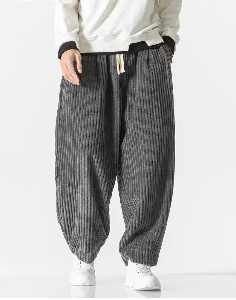 Geribbelde Relaxed Fit Broek