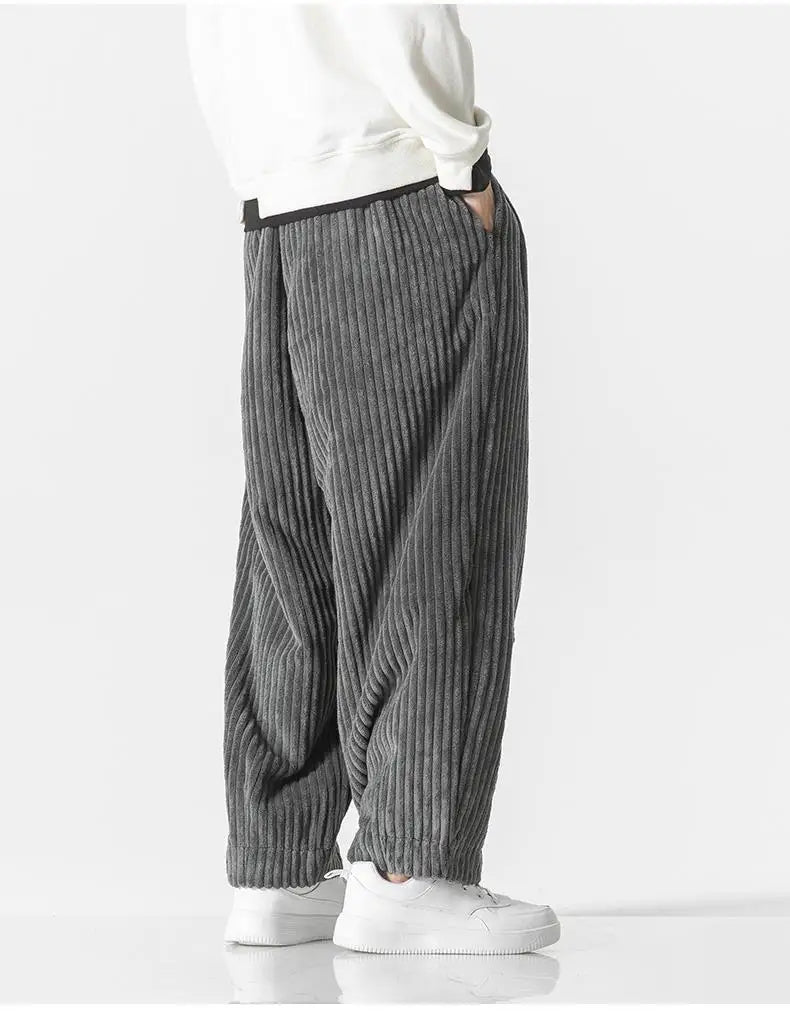 Geribbelde Relaxed Fit Broek