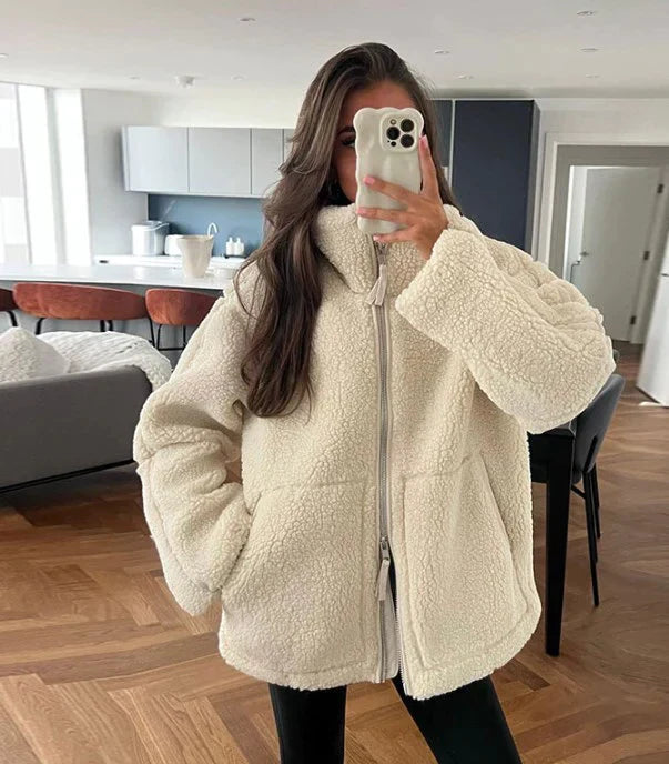Teddy Dames Jas | Fleece met Rits