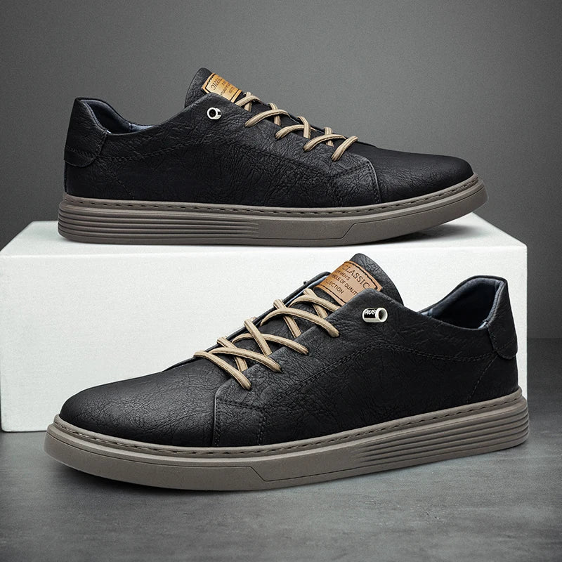 Heren leren sneakers, stijlvolle casual schoenen met comfortabele zool, premium materiaal en minimalistisch design, perfect voor dagelijks gebruik of formele gelegenheden.