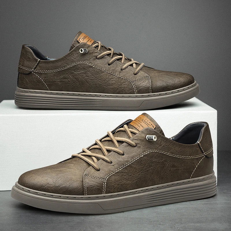 Heren leren sneakers, stijlvolle casual schoenen met comfortabele zool, premium materiaal en minimalistisch design, perfect voor dagelijks gebruik of formele gelegenheden.