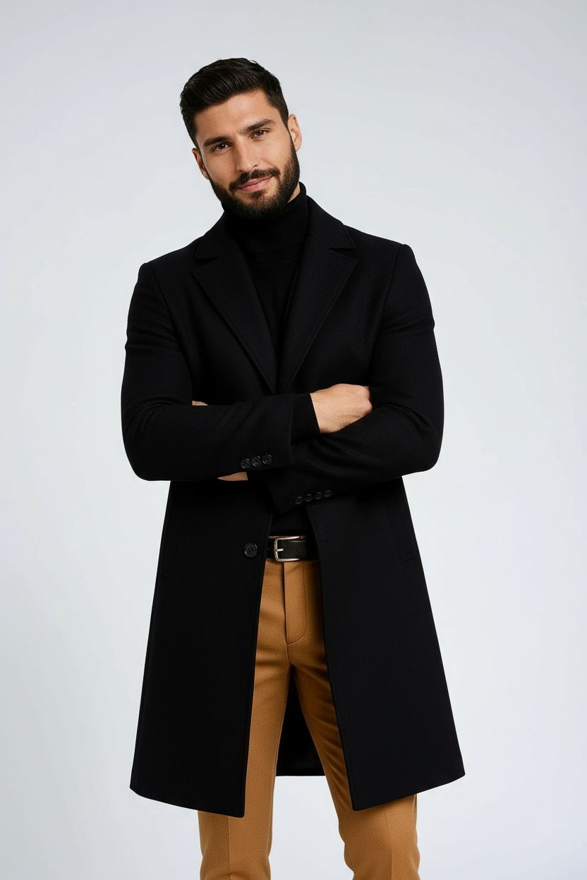 Heren Winterjas Lang | Met Knoopsluiting