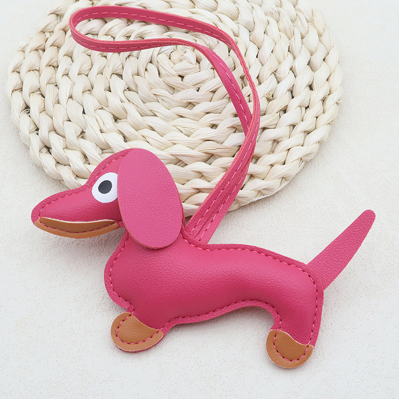 Leren sleutelhanger teckel – schattige honden sleutelhanger dames en heren