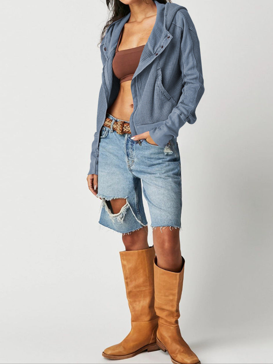 Dames Vest | Wafelstructuur met Capuchon