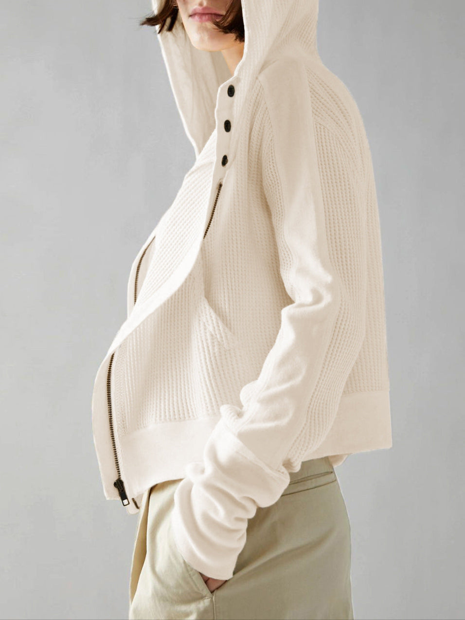 Dames Vest | Wafelstructuur met Capuchon
