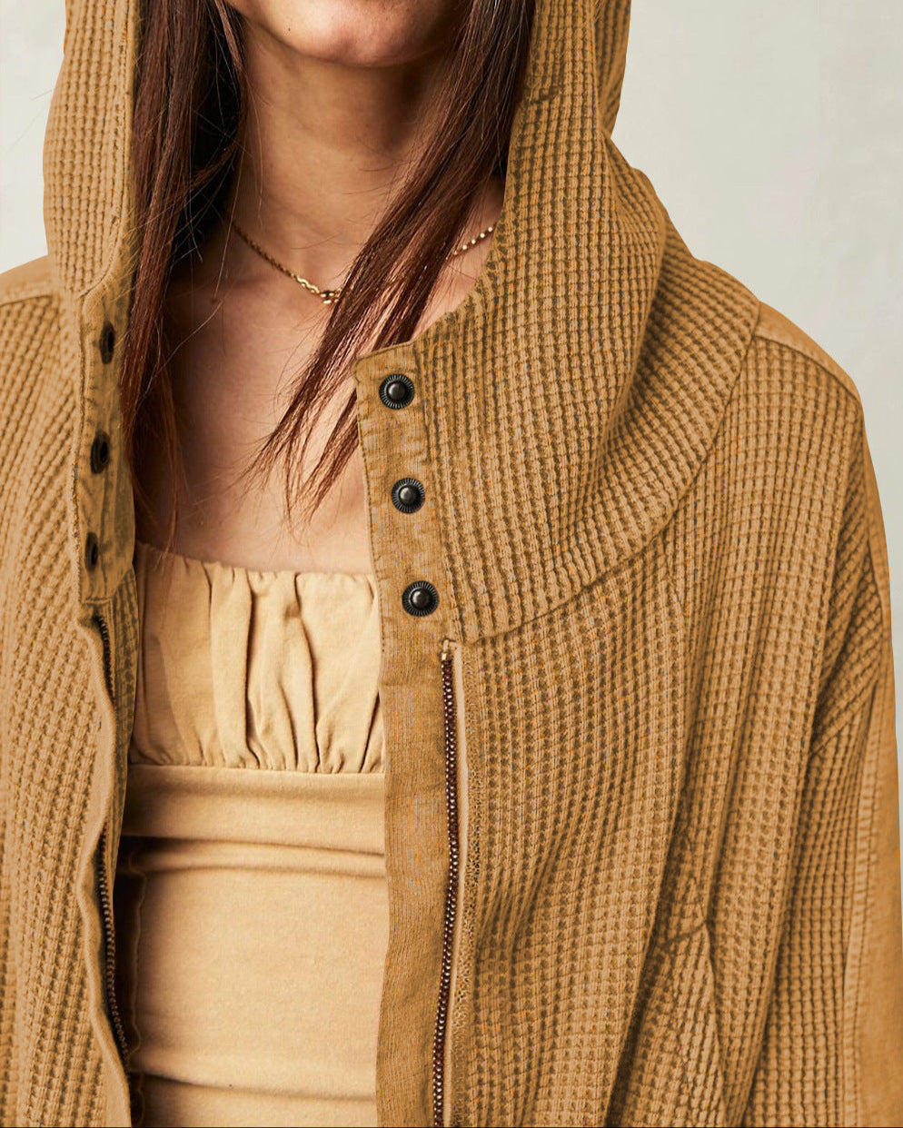Dames Vest | Wafelstructuur met Capuchon