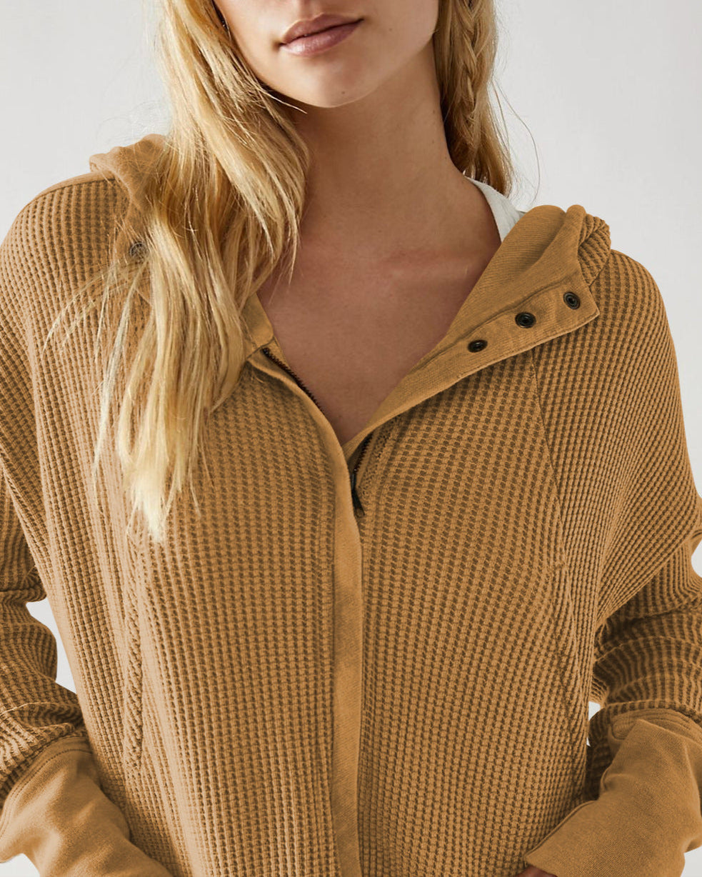 Dames Vest | Wafelstructuur met Capuchon