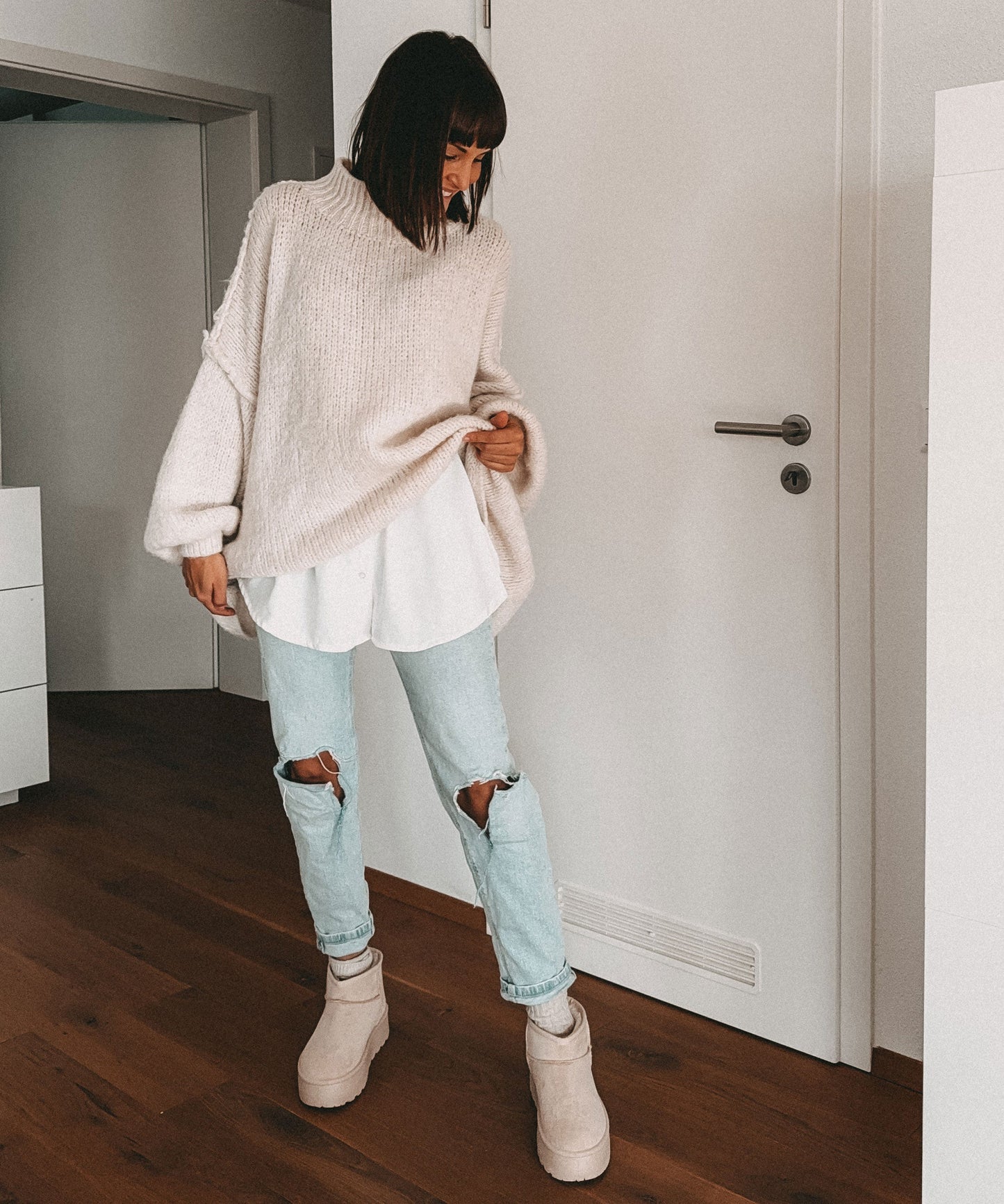 Nata – Oversized Trui Dames | Beige Pullover