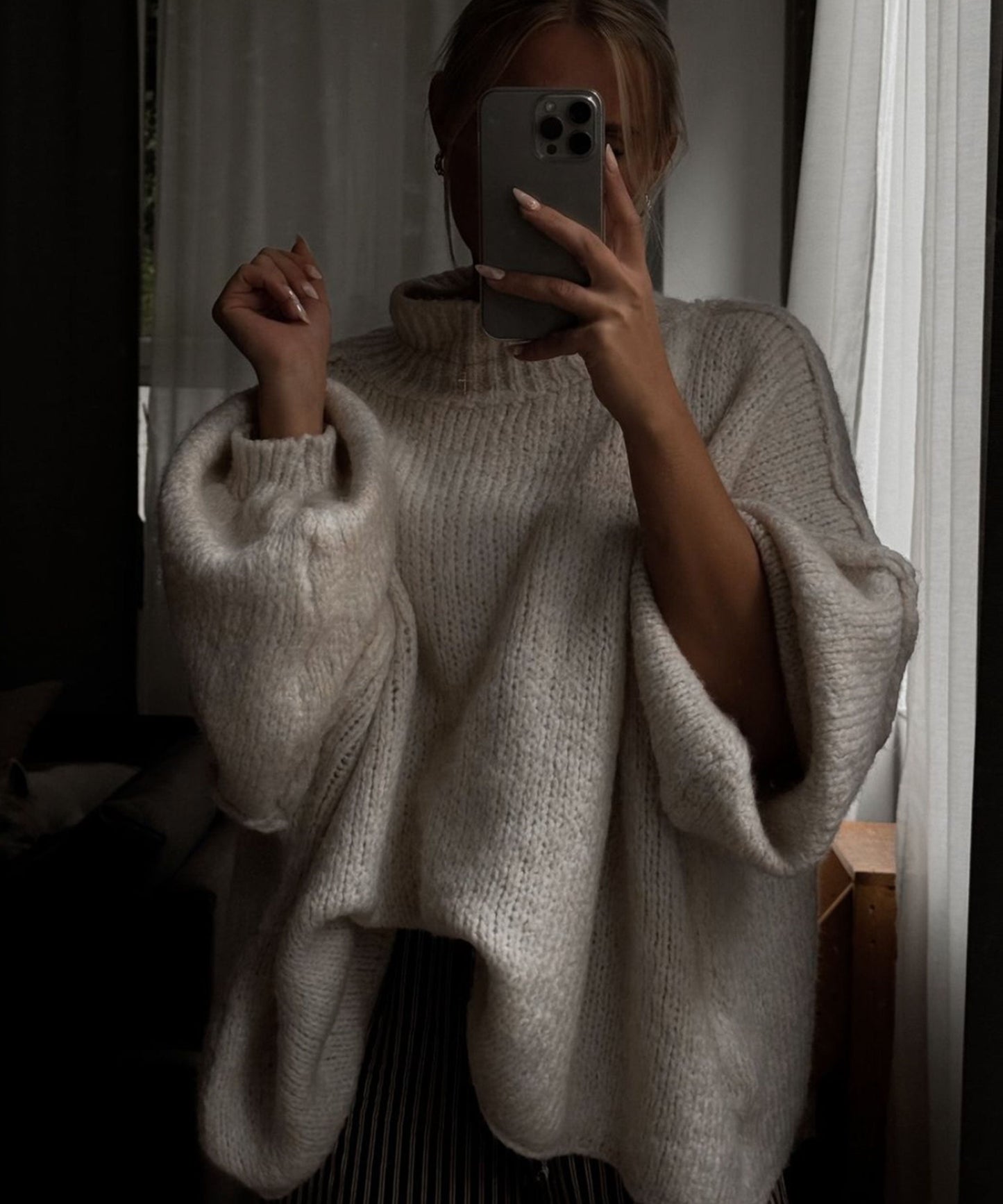 Nata – Oversized Trui Dames | Beige Pullover