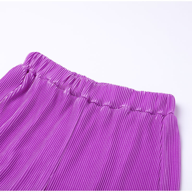Dames Plissé Tweedelige Set – Modieuze Blouse en Broek