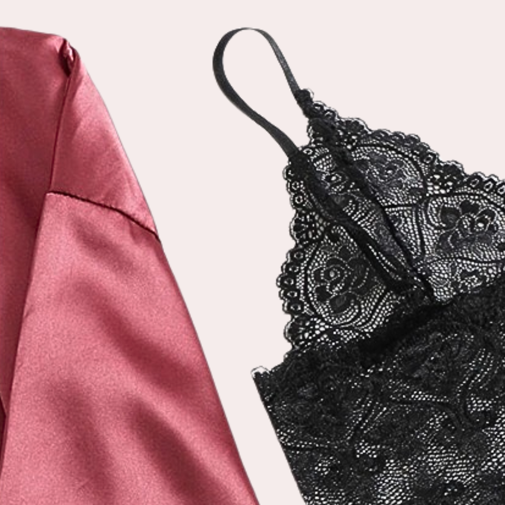 Aurora - Luxe 4-delige Satijnen Pyjamaset voor Dames