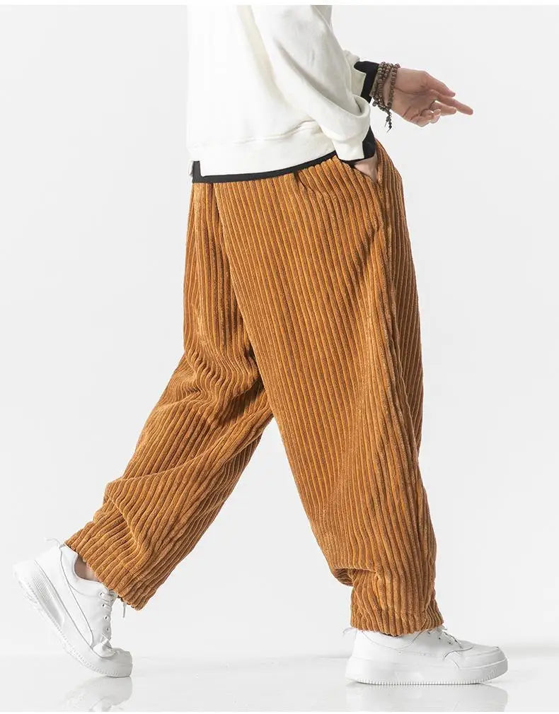 Geribbelde Relaxed Fit Broek