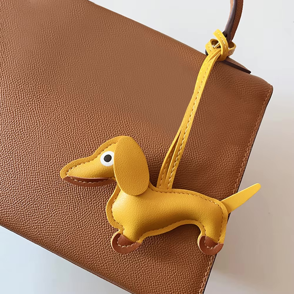 Leren sleutelhanger teckel – schattige honden sleutelhanger dames en heren