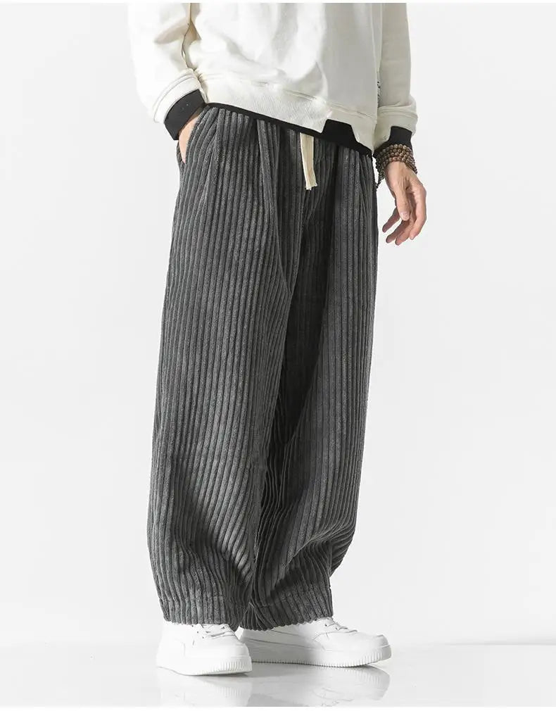 Geribbelde Relaxed Fit Broek
