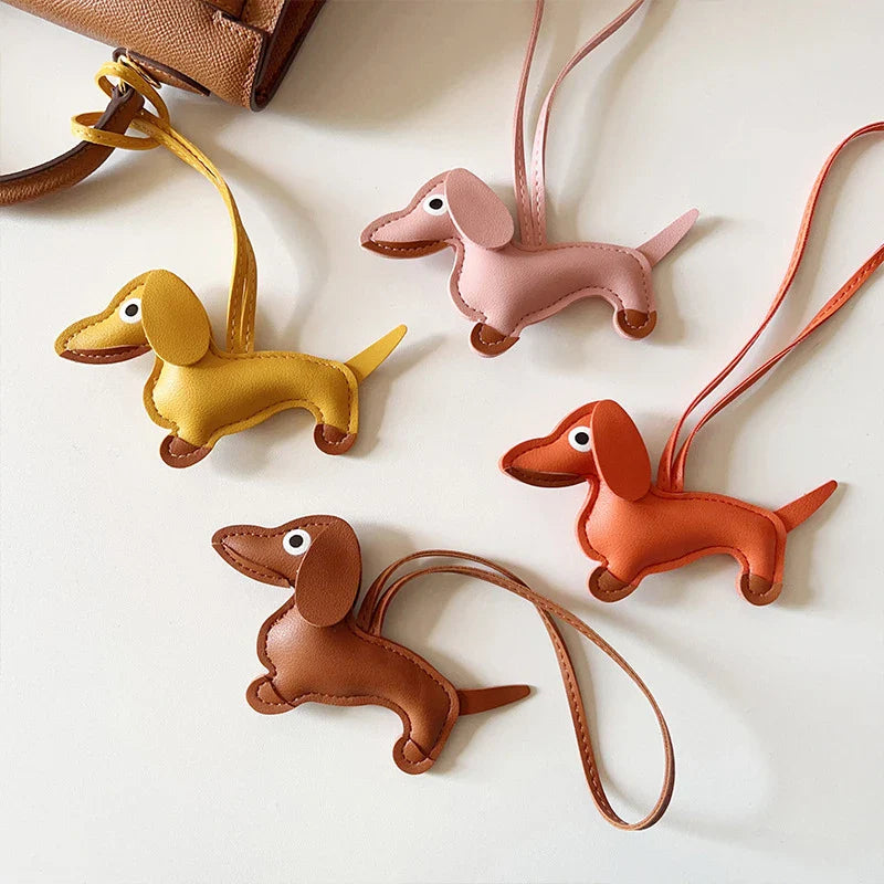 Leren sleutelhanger teckel – schattige honden sleutelhanger dames en heren
