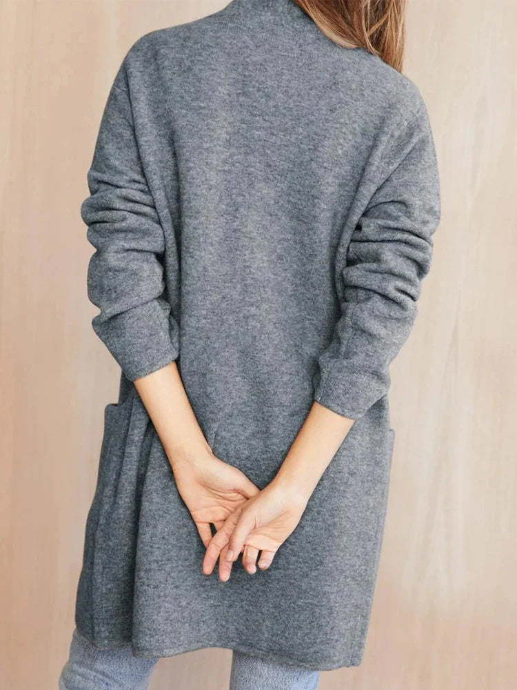 Dames Vest | Lang Gebreid met Zakken