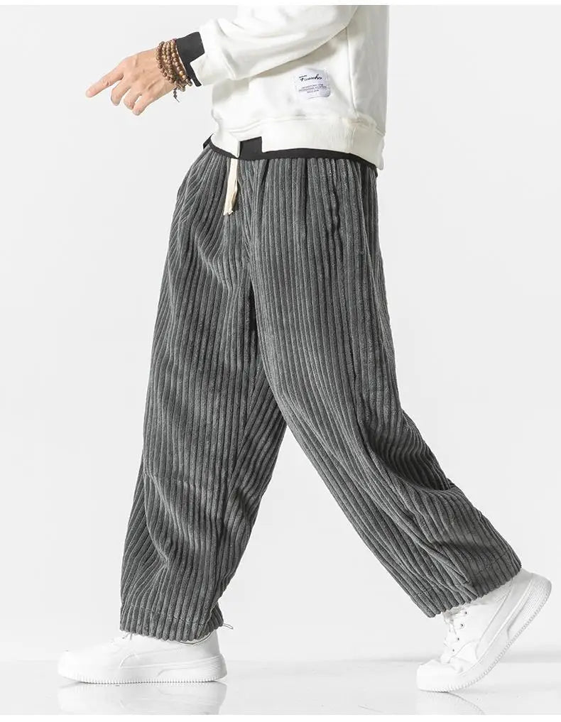 Geribbelde Relaxed Fit Broek