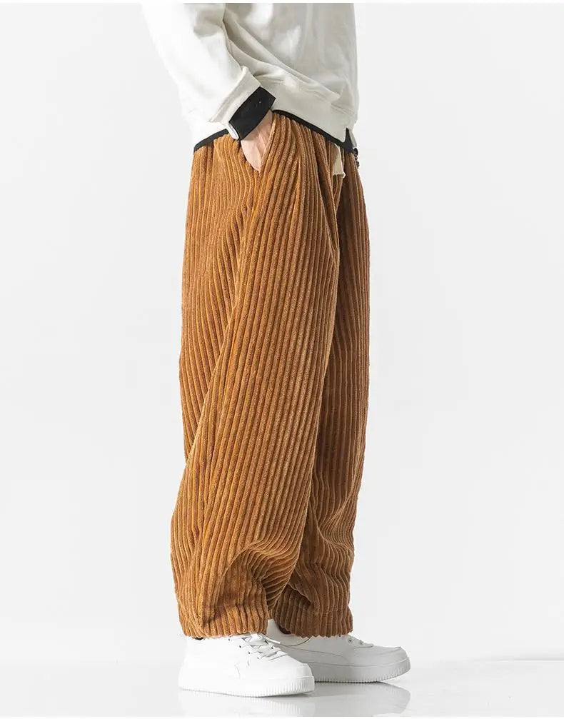 Geribbelde Relaxed Fit Broek