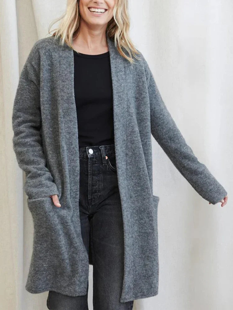 Dames Vest | Lang Gebreid met Zakken