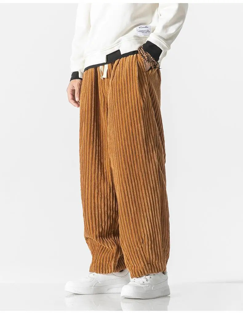 Geribbelde Relaxed Fit Broek