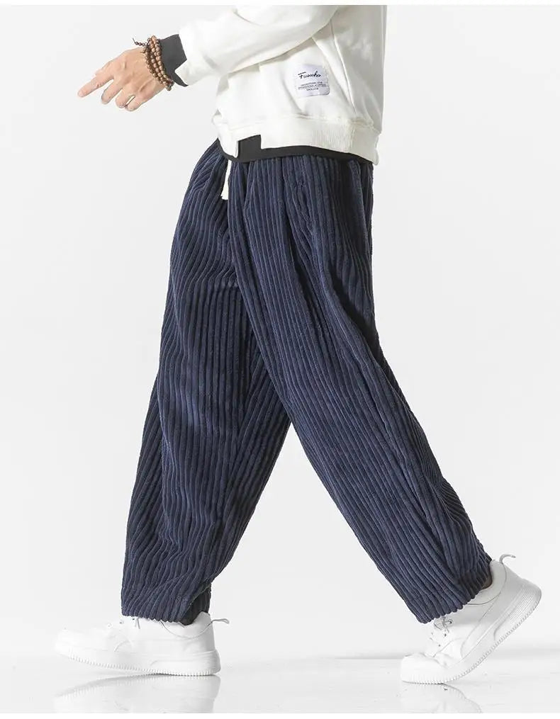 Geribbelde Relaxed Fit Broek