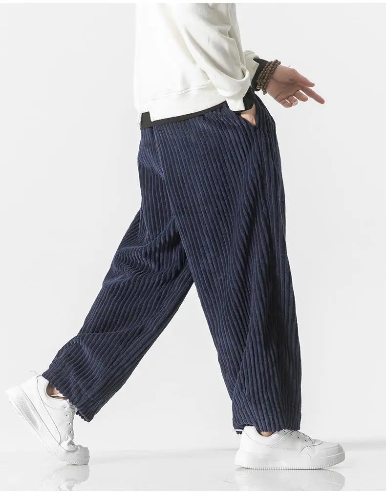 Geribbelde Relaxed Fit Broek