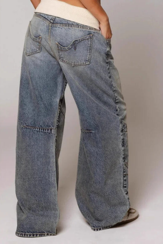 Seraphine - Jeans Dames | Wijde Pasvorm met Elastische Tailleband