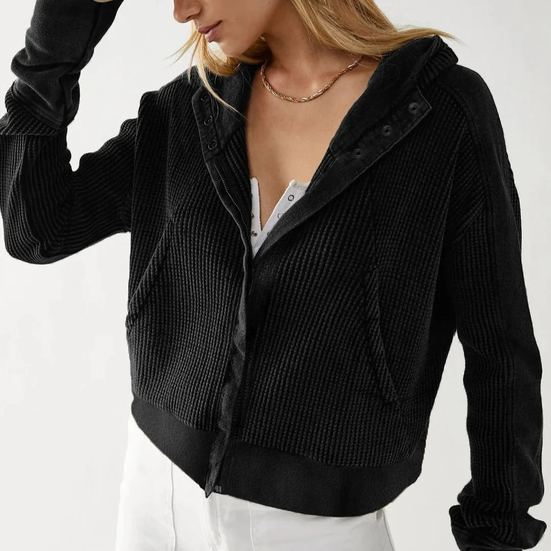 Dames Vest | Wafelstructuur met Capuchon