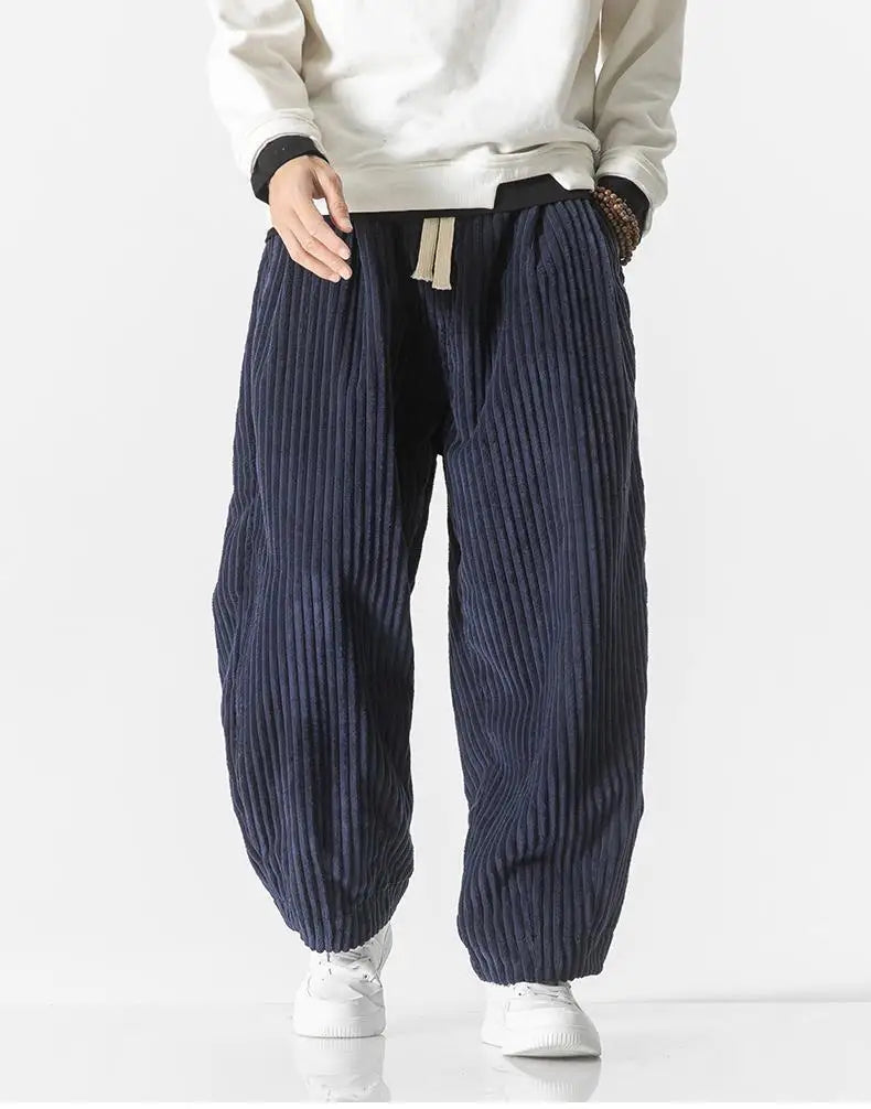 Geribbelde Relaxed Fit Broek