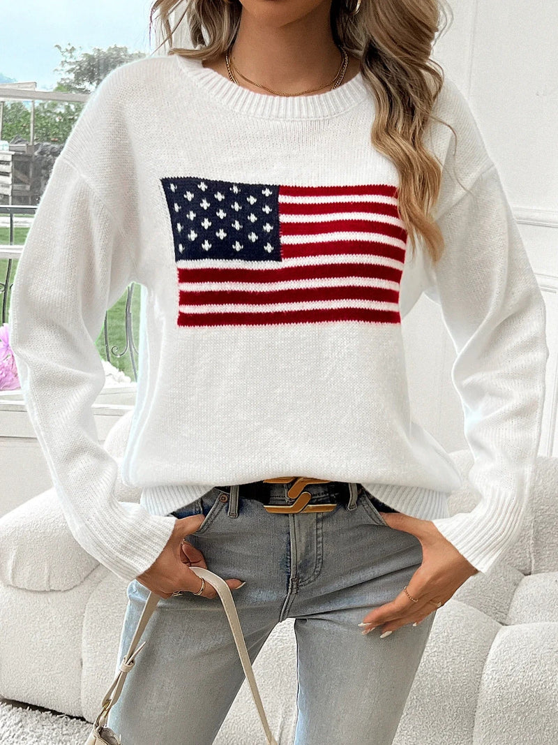 Ellis Trui Dames | Gebreid & Amerikaanse Vlag