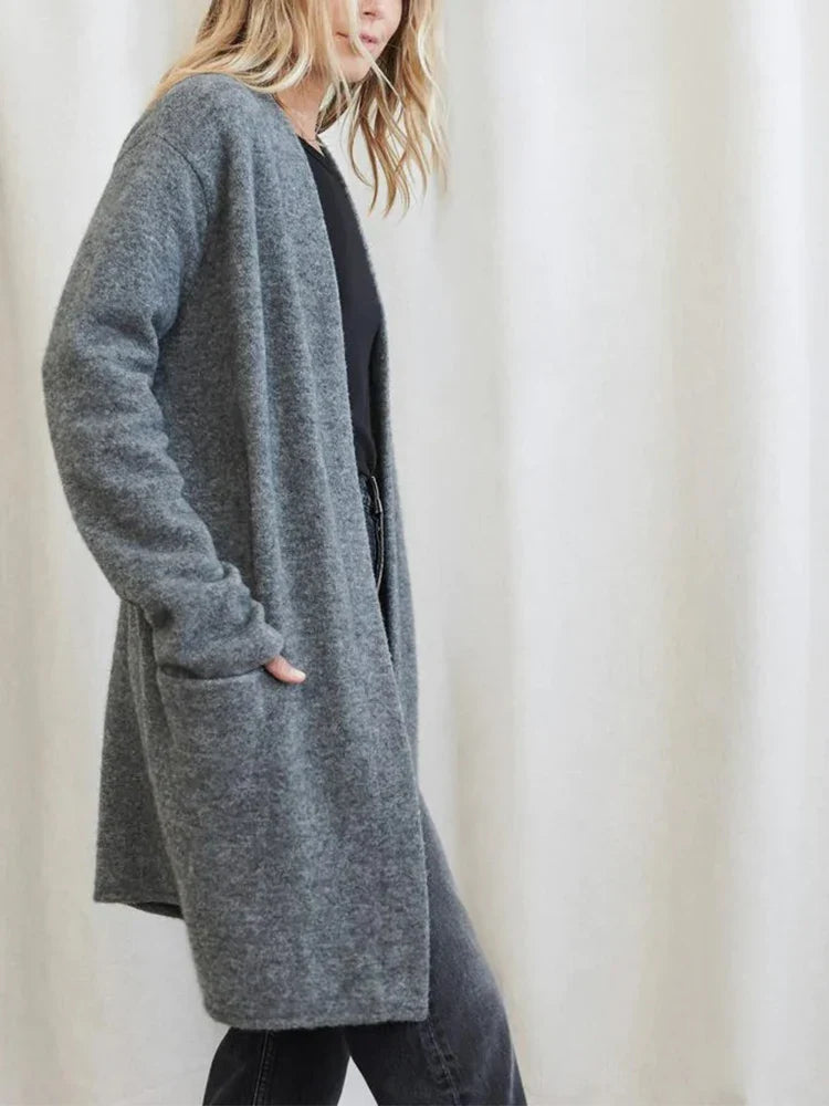 Dames Vest | Lang Gebreid met Zakken