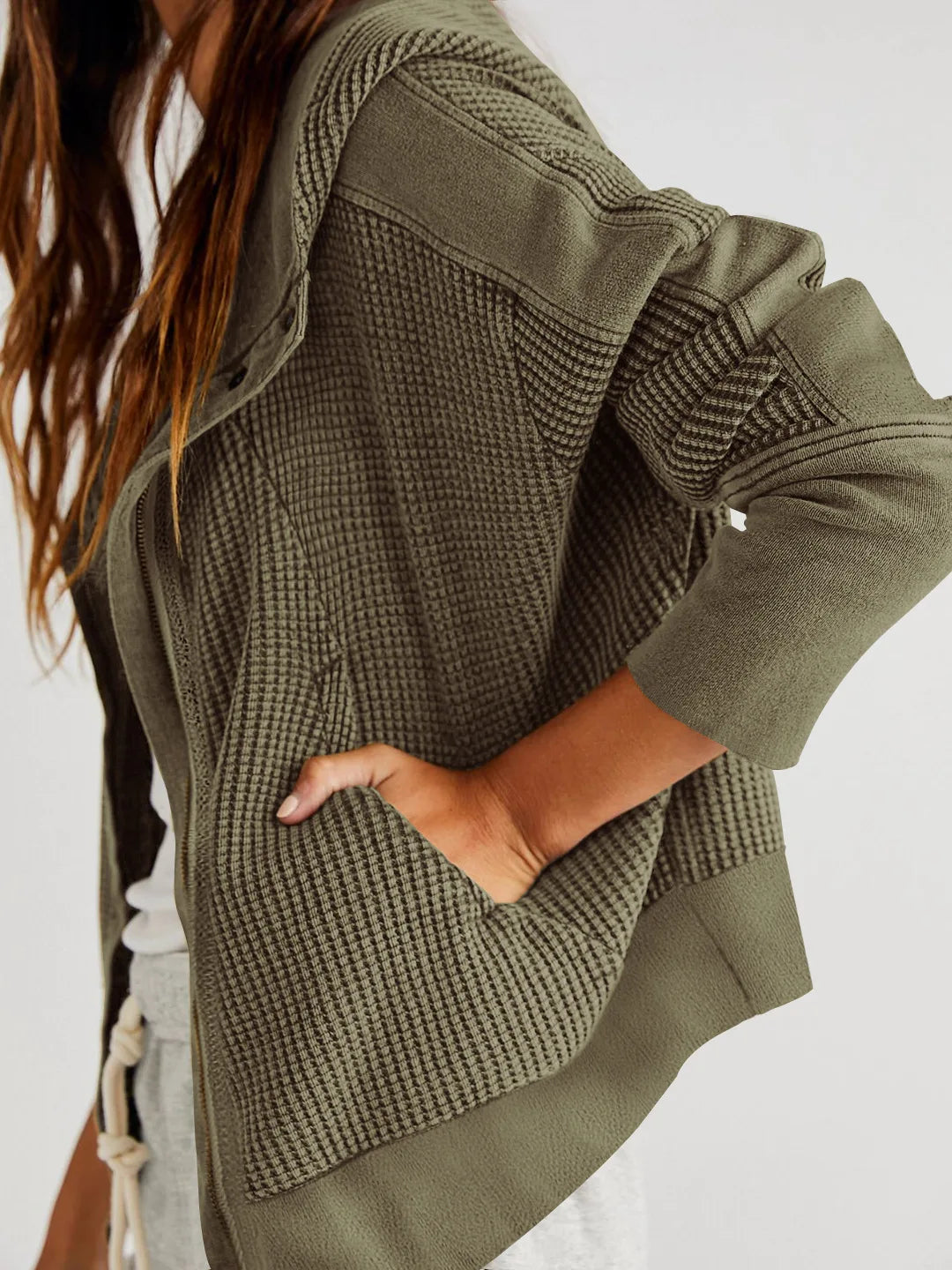 Dames Vest | Wafelstructuur met Capuchon