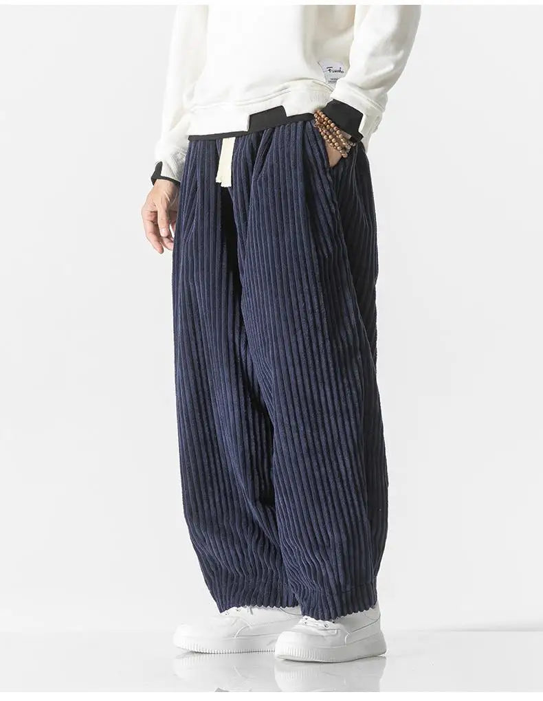 Geribbelde Relaxed Fit Broek