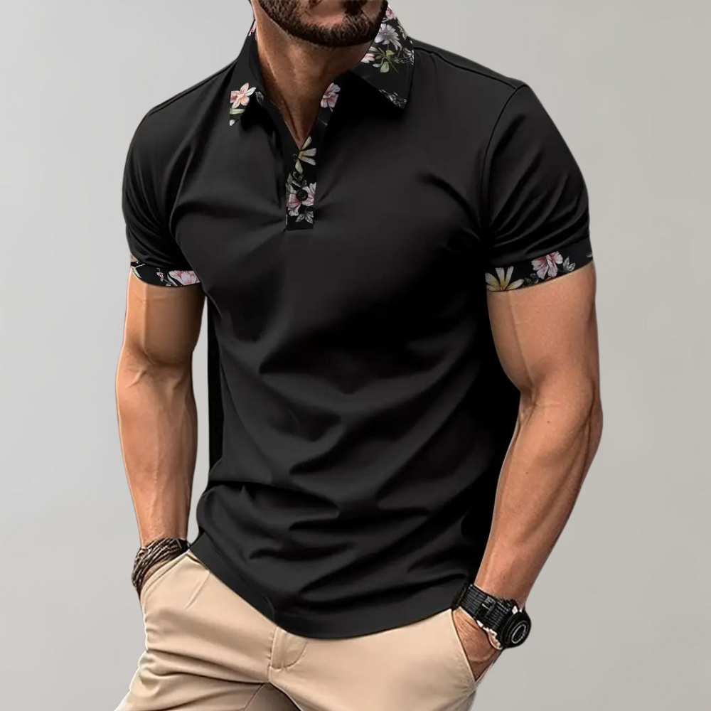 Stef - Herenpoloshirt met bloemenprint