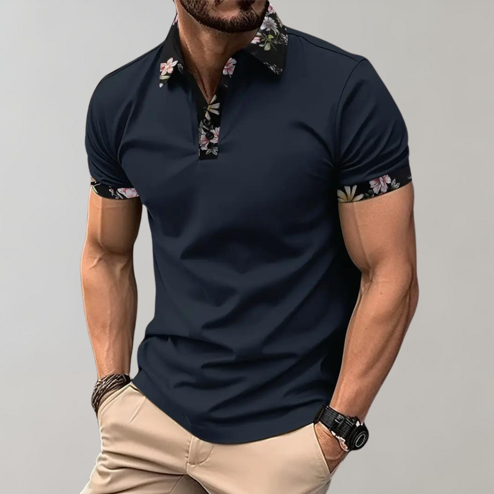 Stef - Herenpoloshirt met bloemenprint