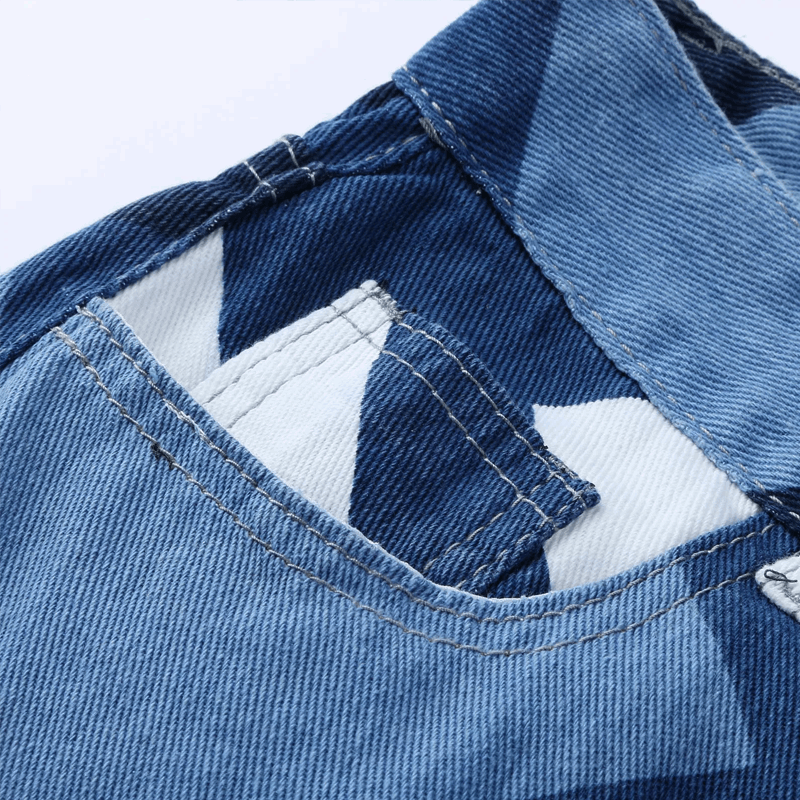 Trendy Wide-Leg Patchwork Jeans – Unieke High-Waist Spijkerbroek